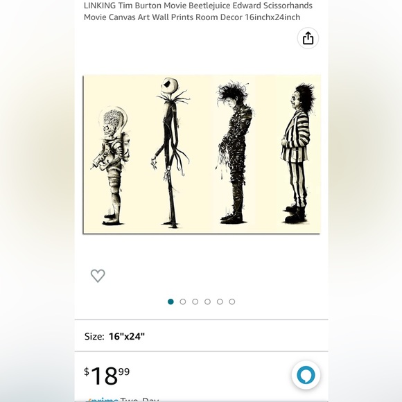 Tim Burton Movie Edward Scissorhands Movie Canvas Art Wall Prints 16inchx24inch - Picture 3 of 3